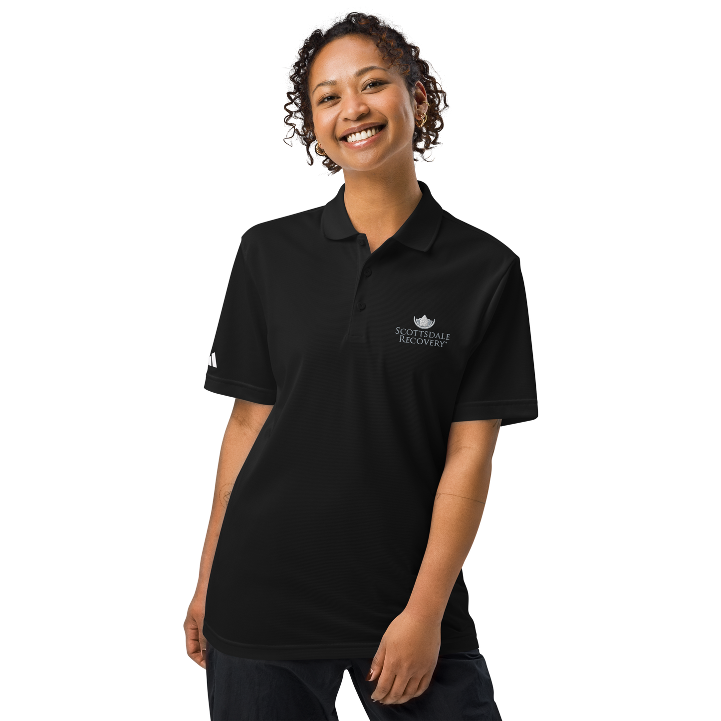 Scottsdale Recovery Logo Adidas Unisex Sport Polo - Black