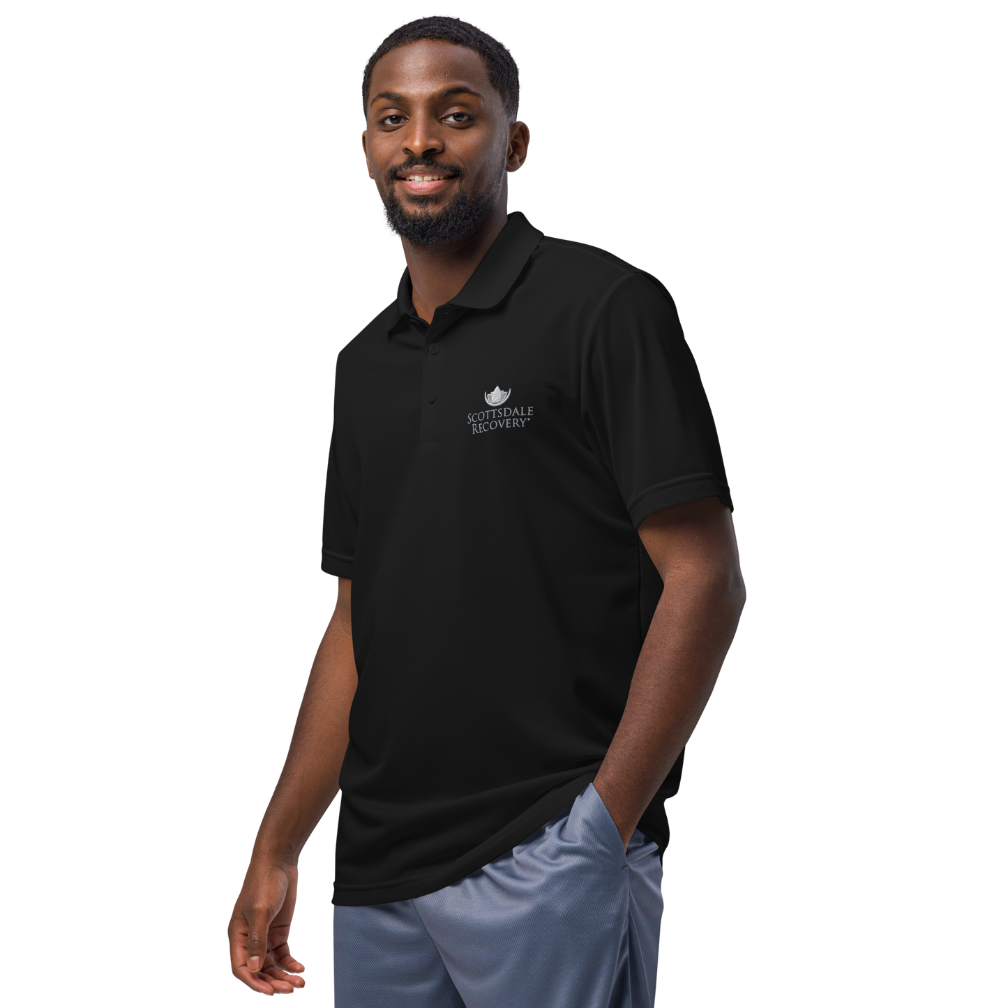 Scottsdale Recovery Logo Adidas Unisex Sport Polo - Black