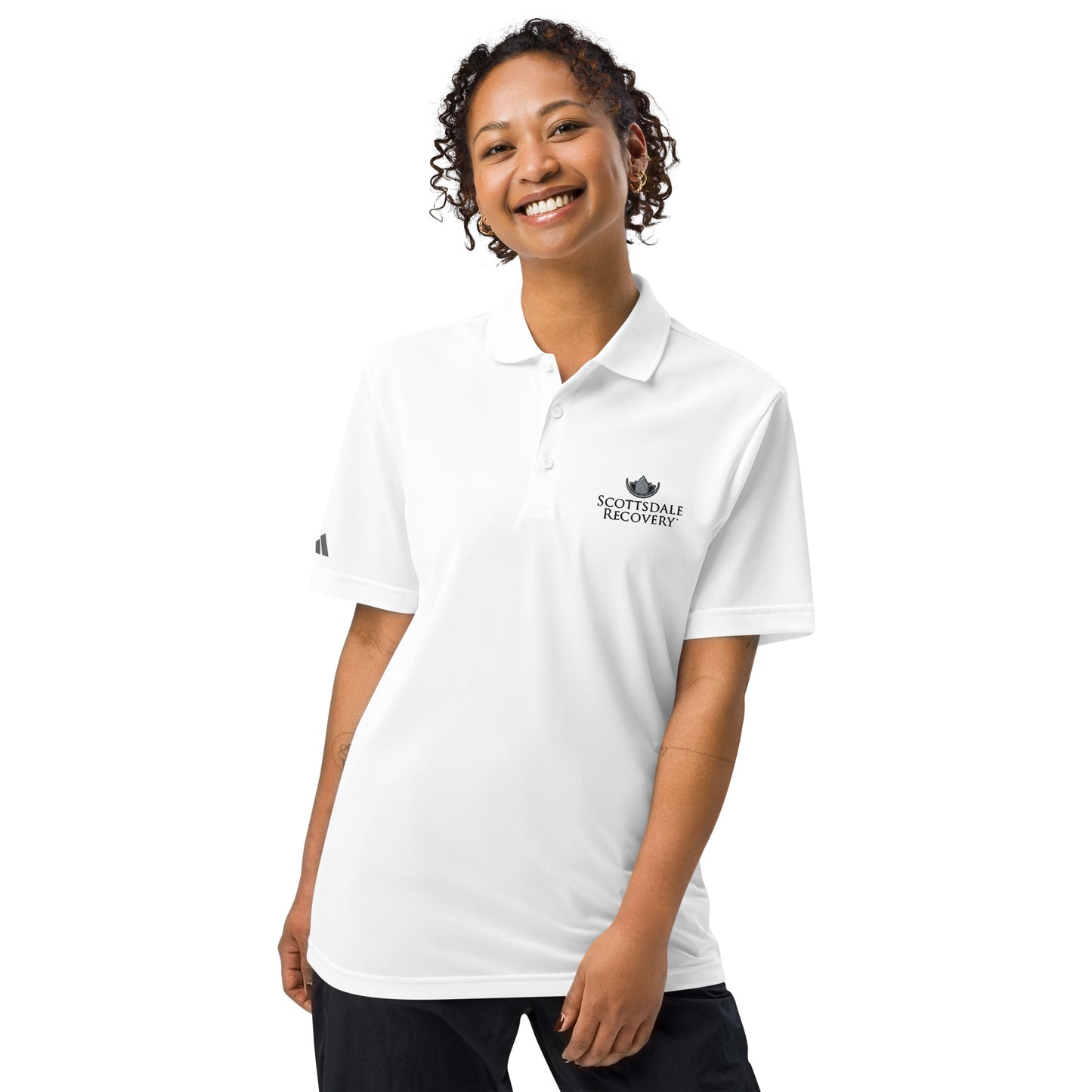 Scottsdale Recovery Logo Adidas Unisex Sport Polo - White