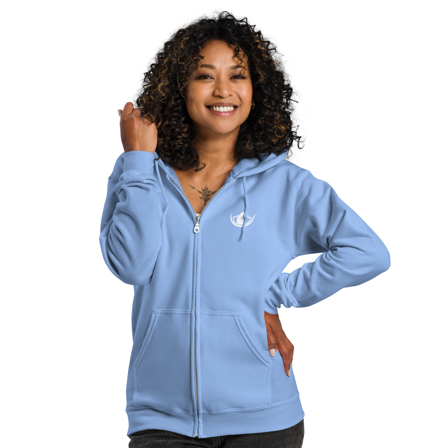 SRC Full Logo Unisex Heavy Blend Zip Hoodie - Carolina Blue