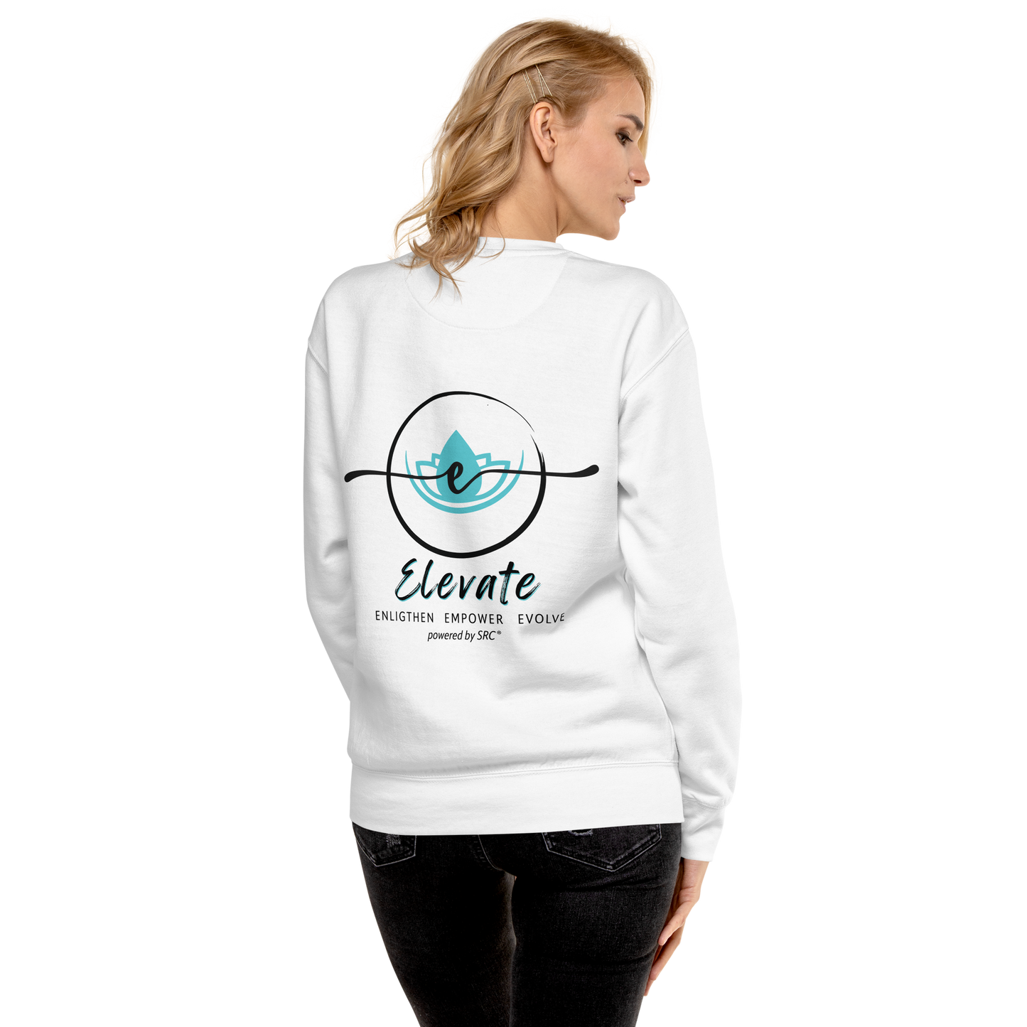 SRC Elevate Full Logo Unisex Premium Sweatshirt - WHT